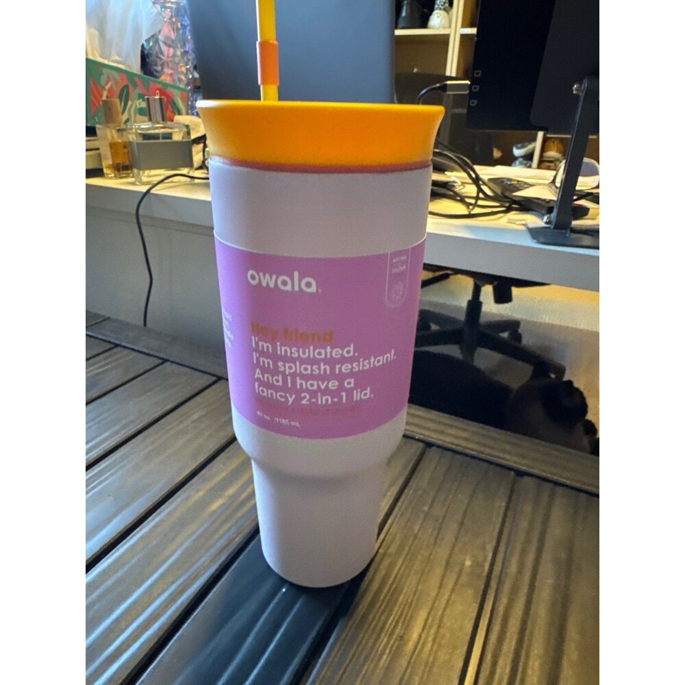 Owala 40Oz Insulated Stainless Steel Tumbler With Splash Resistant Lid Pink